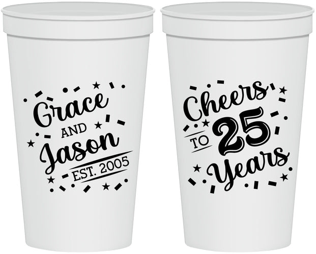 Personalized Anniversary 22 oz Stadium Cups - Cheers To 25 Years | 80012