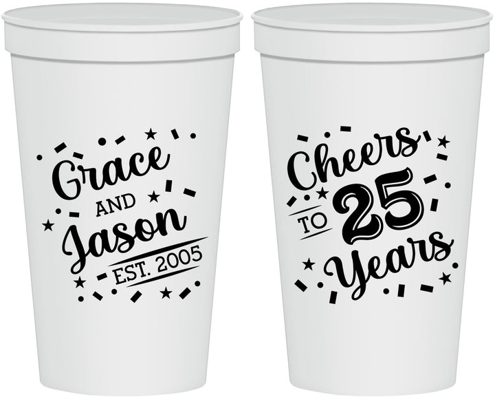Personalized Anniversary 22 oz Stadium Cups - Cheers To 25 Years | 80012