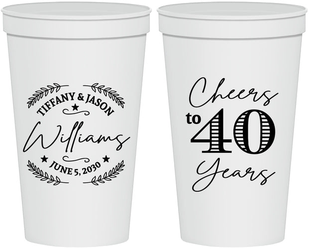 Personalized Anniversary 22 oz Stadium Cups - Cheers To 40 Years | 80015