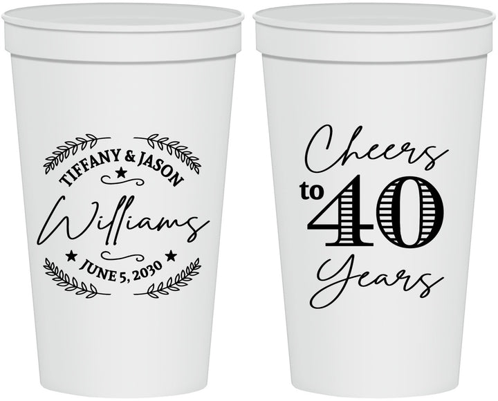 Personalized Anniversary 22 oz Stadium Cups - Cheers To 40 Years | 80015