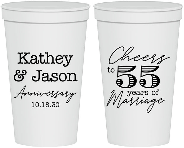 Personalized Anniversary 22 oz Stadium Cups - Cheers To 55 Years | 80018