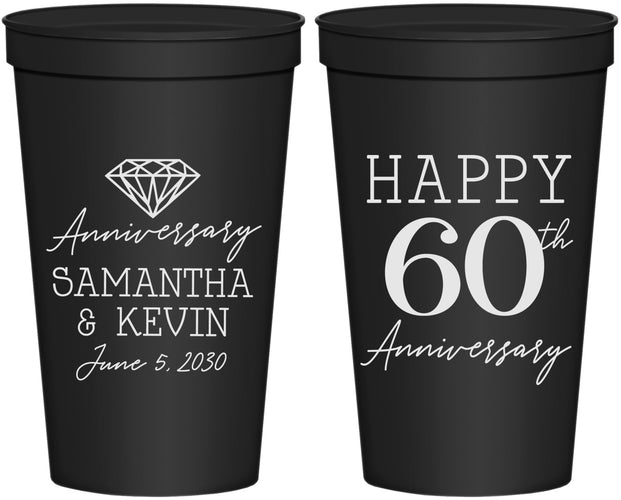Personalized Anniversary 22 oz Stadium Cups - 60th Wedding | 80019