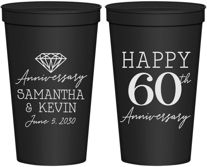Personalized Anniversary 22 oz Stadium Cups - 60th Wedding | 80019