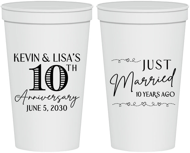 Personalized Anniversary 22 oz Stadium Cups - 10 Years Down | 80020