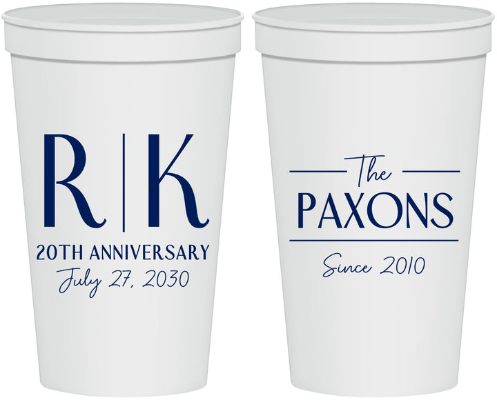 Personalized Anniversary 22 oz Stadium Cups - 20th Wedding | 80021