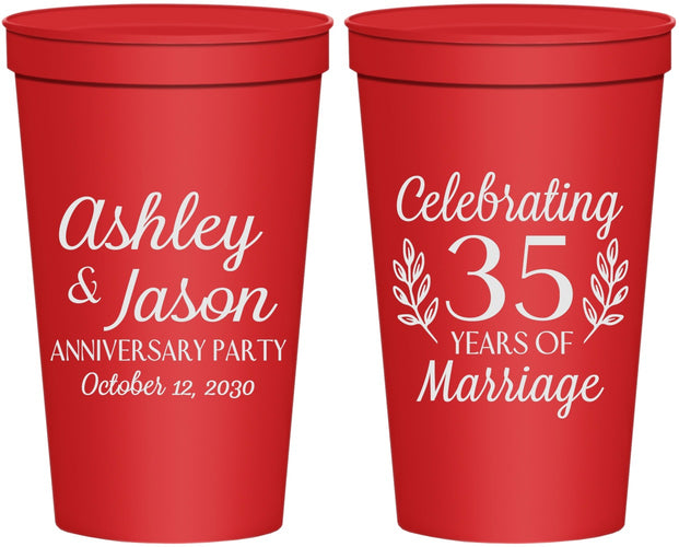 Personalized Anniversary 22 oz Stadium Cups - 35 Years Of Marriage | 80024