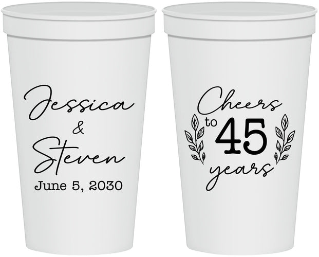Personalized Anniversary 22 oz Stadium Cups - Cheers To 45 Years | 80026