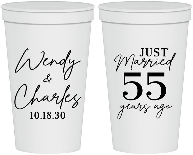 Personalized Anniversary 22 oz Stadium Cups - Just Married 55 Years Ago | 80028