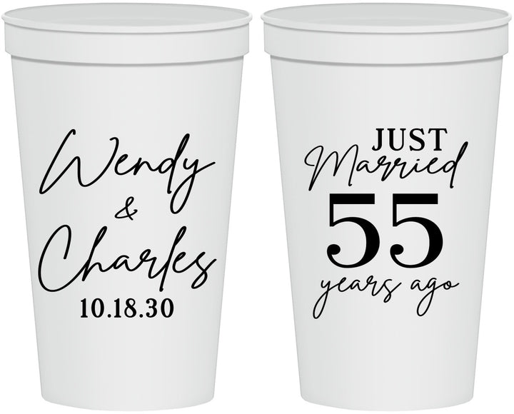 Personalized Anniversary 22 oz Stadium Cups - Just Married 55 Years Ago | 80028