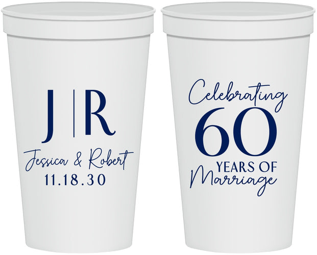 Personalized Anniversary 22 oz Stadium Cups - 60 Years Of Marriage | 80029