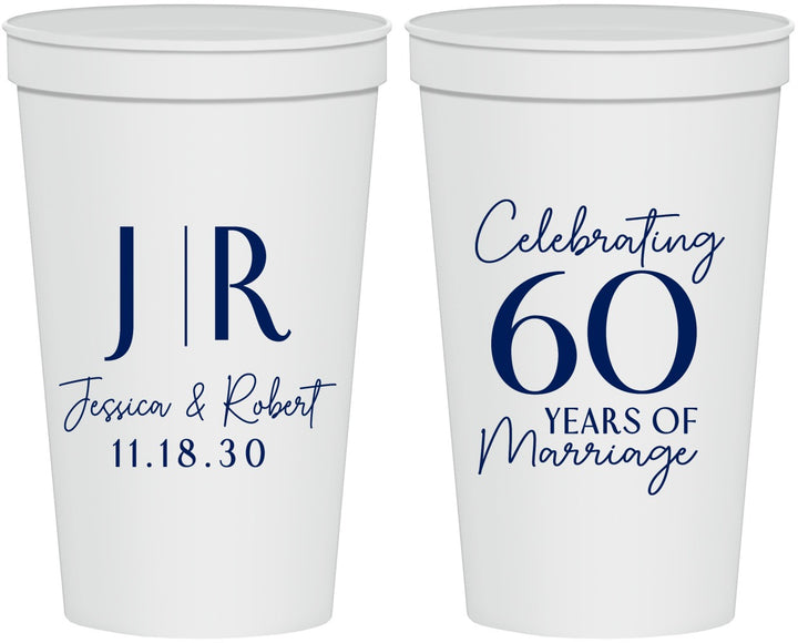 Personalized Anniversary 22 oz Stadium Cups - 60 Years Of Marriage | 80029