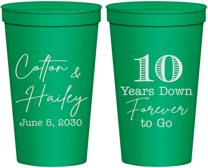 Personalized Anniversary 22 oz Stadium Cups - Just Married 10 Years Ago | 80030