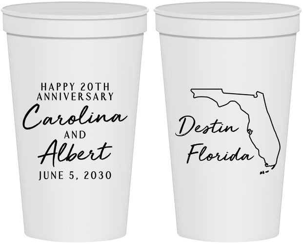 Personalized Anniversary 22 oz Stadium Cups - 20th Wedding | 80031
