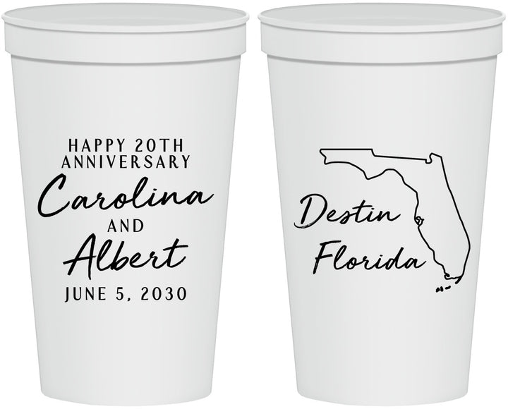 Personalized Anniversary 22 oz Stadium Cups - 20th Wedding | 80031