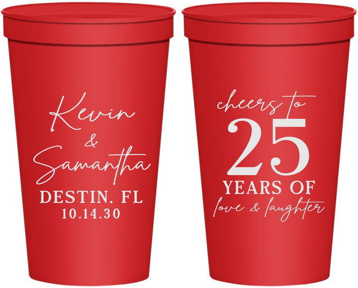 Personalized Anniversary 22 oz Stadium Cups - 25 Years Of Marriage | 80032