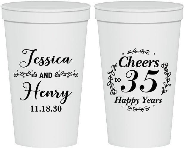 Personalized Anniversary 22 oz Stadium Cups - Cheers To 35 Years | 80034