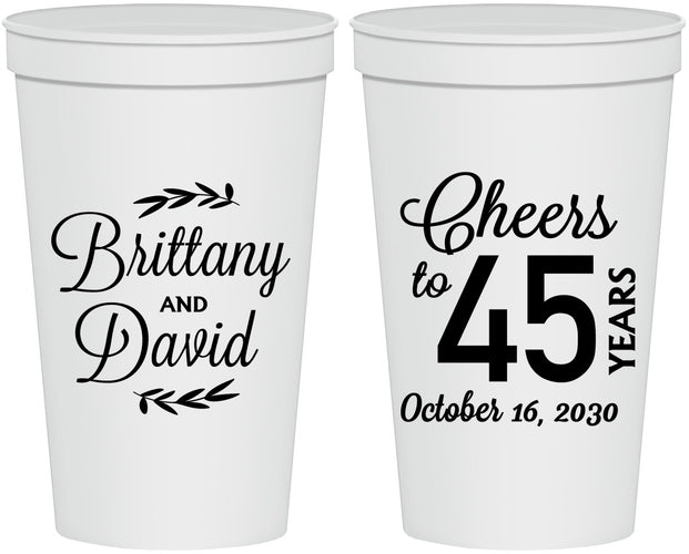 Personalized Anniversary 22 oz Stadium Cups - Cheers To 45 Years | 80036