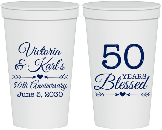 Personalized Anniversary 22 oz Stadium Cups - 50 Years Blessed | 80037