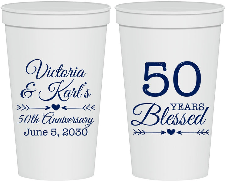 Personalized Anniversary 22 oz Stadium Cups - 50 Years Blessed | 80037