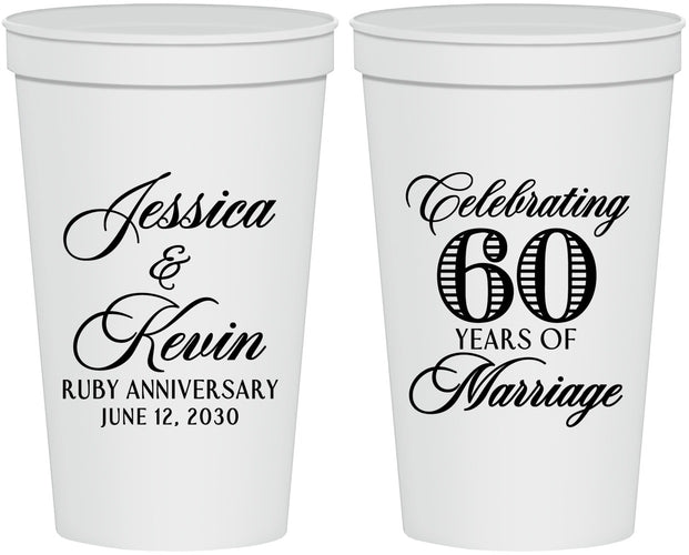 Personalized Anniversary 22 oz Stadium Cups - 60 Years Of Marriage | 80039
