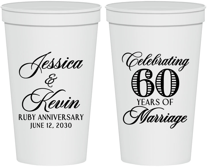 Personalized Anniversary 22 oz Stadium Cups - 60 Years Of Marriage | 80039