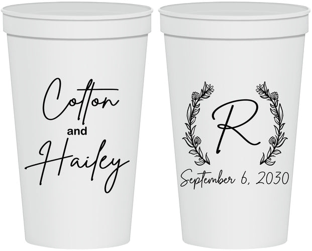 Personalized Wedding 22 oz Stadium Cups - Monogram | 803