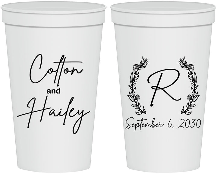 Personalized Wedding 22 oz Stadium Cups - Monogram | 803