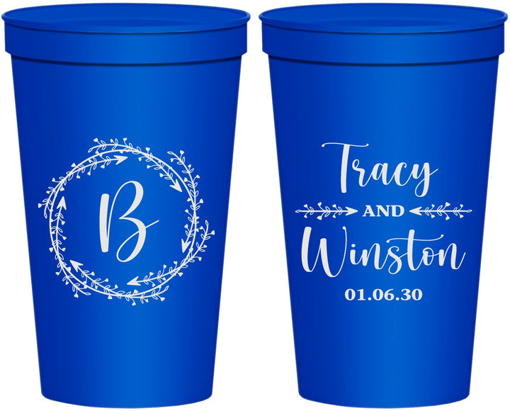 Personalized Wedding 22 oz Stadium Cups - Monogram | 804