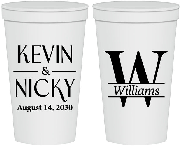 Personalized Wedding 22 oz Stadium Cups - Monogram | 806