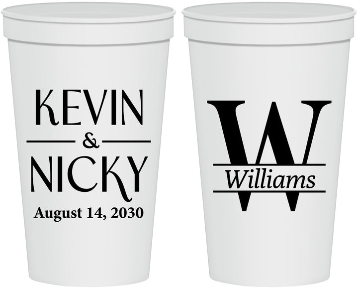 Personalized Wedding 22 oz Stadium Cups - Monogram | 806