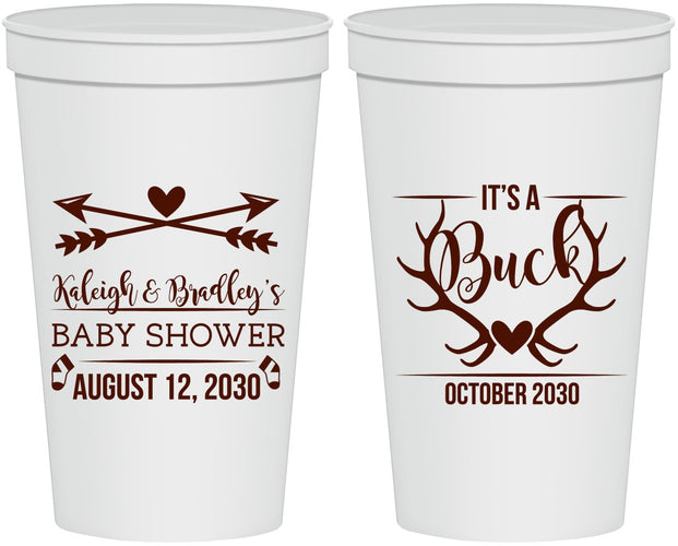 Personalized Baby Shower 22 oz Stadium Cups - It’s A Buck Antler | 90000