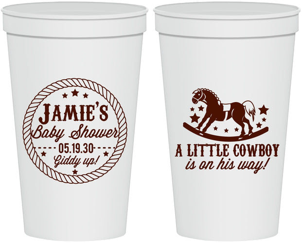 Personalized Baby Shower 22 oz Stadium Cups - Little Cowboy | 90003