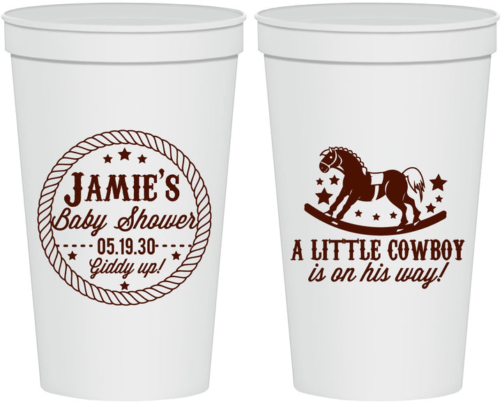 Personalized Baby Shower 22 oz Stadium Cups - Little Cowboy | 90003
