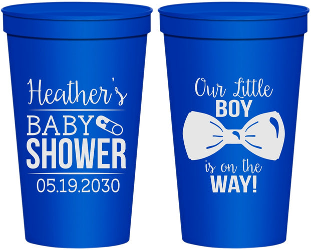 Personalized Baby Shower 22 oz Stadium Cups - Little Boy Is On The Way | 90005