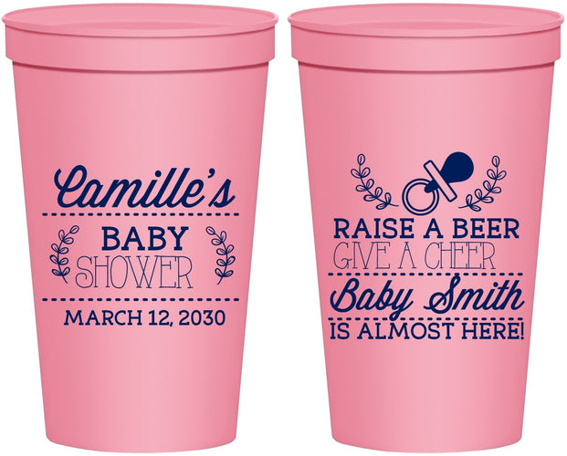 Personalized Baby Shower 22 oz Stadium Cups - Raise A Beer | 90008