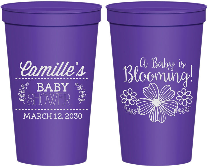 Personalized Baby Shower 22 oz Stadium Cups - Blooming | 90009