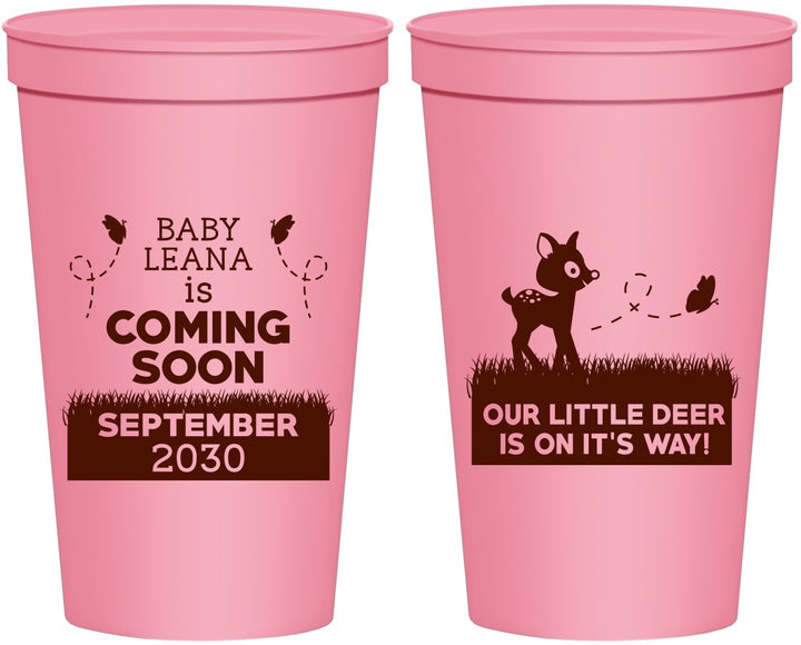 Personalized Baby Shower 22 oz Stadium Cups - Little Deer On The Way | 90011