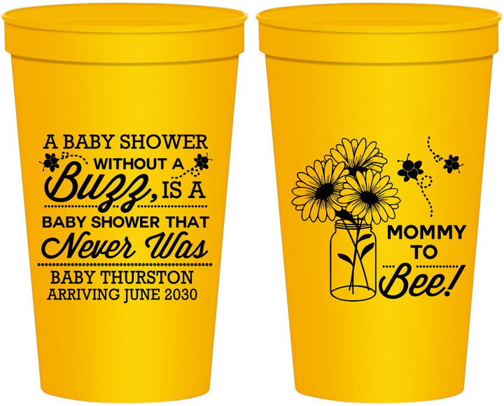 Personalized Baby Shower 22 oz Stadium Cups - Mommy To Bee | 90016