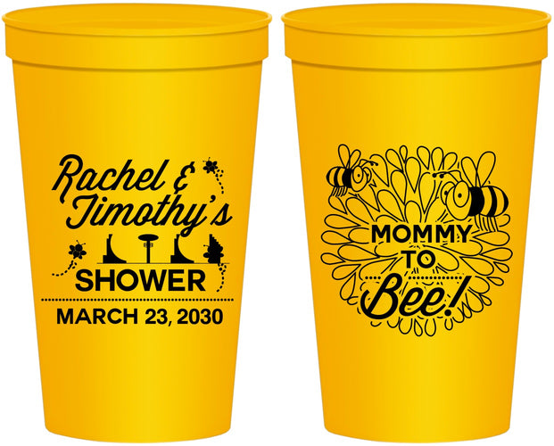 Personalized Baby Shower 22 oz Stadium Cups - Mommy To Bee | 90017