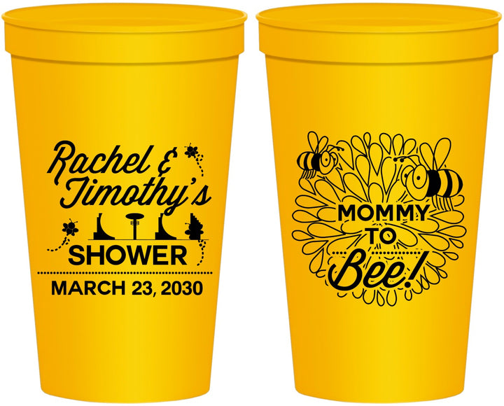 Personalized Baby Shower 22 oz Stadium Cups - Mommy To Bee | 90017