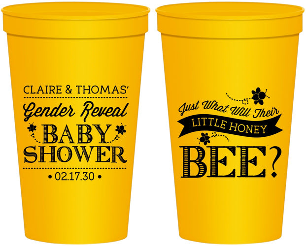 Personalized Baby Shower 22 oz Stadium Cups - Little Honey Bee | 90018
