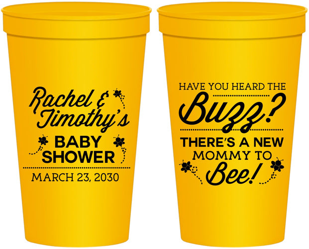 Personalized Baby Shower 22 oz Stadium Cups - Mommy To Bee | 90019