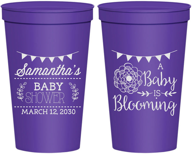 Personalized Baby Shower 22 oz Stadium Cups - Blooming | 90020