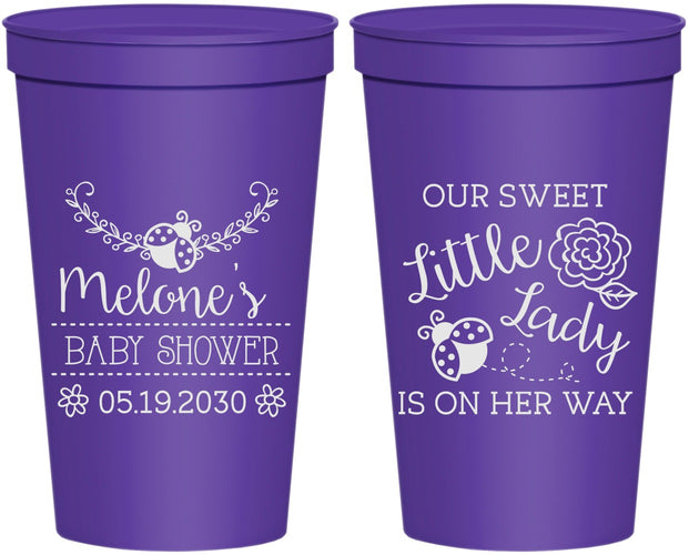 Personalized Baby Shower 22 oz Stadium Cups - Little Lady On The Way | 90021