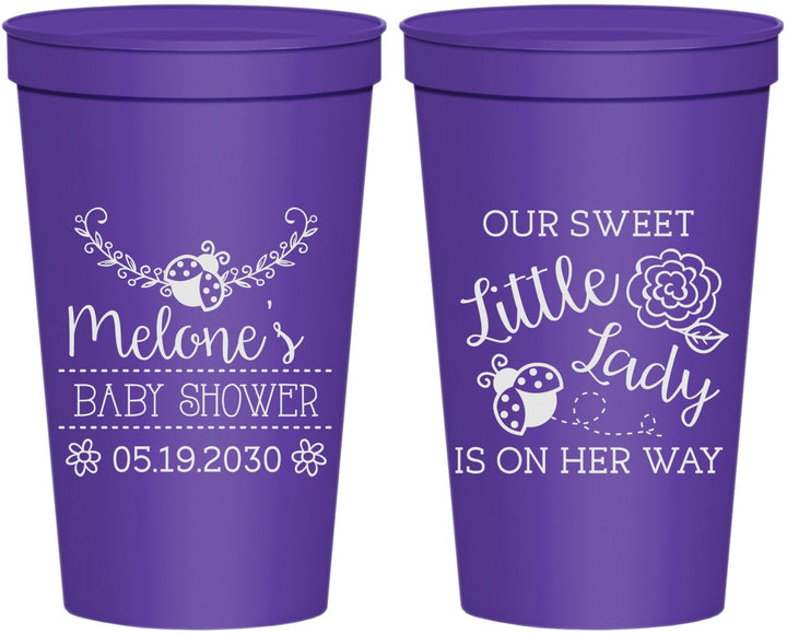 Personalized Baby Shower 22 oz Stadium Cups - Little Lady On The Way | 90021