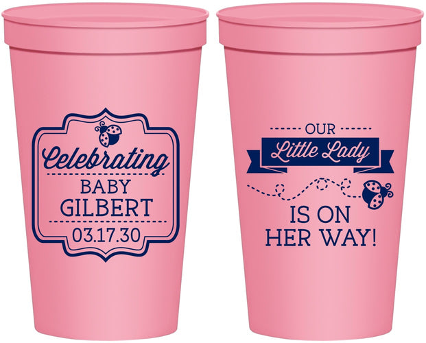 Personalized Baby Shower 22 oz Stadium Cups - Little Lady On The Way | 90022
