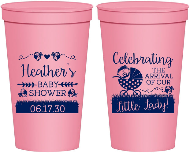 Personalized Baby Shower 22 oz Stadium Cups - Little Lady On The Way | 90023