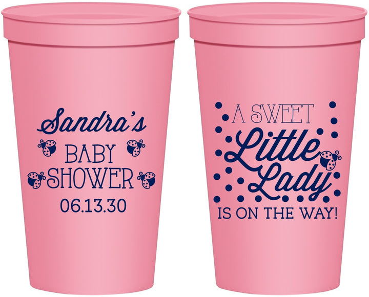 Personalized Baby Shower 22 oz Stadium Cups - Sweet Little Lady | 90024