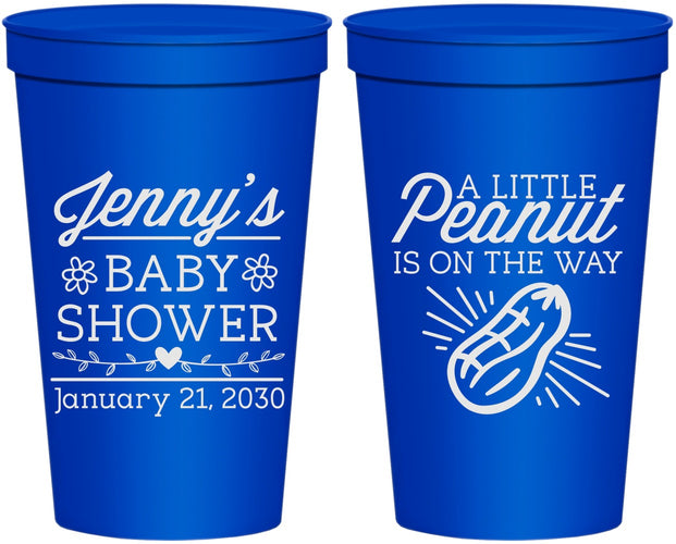 Personalized Baby Shower 22 oz Stadium Cups - Peanut On The Way | 90025