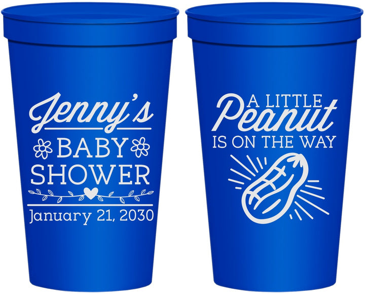 Personalized Baby Shower 22 oz Stadium Cups - Peanut On The Way | 90025